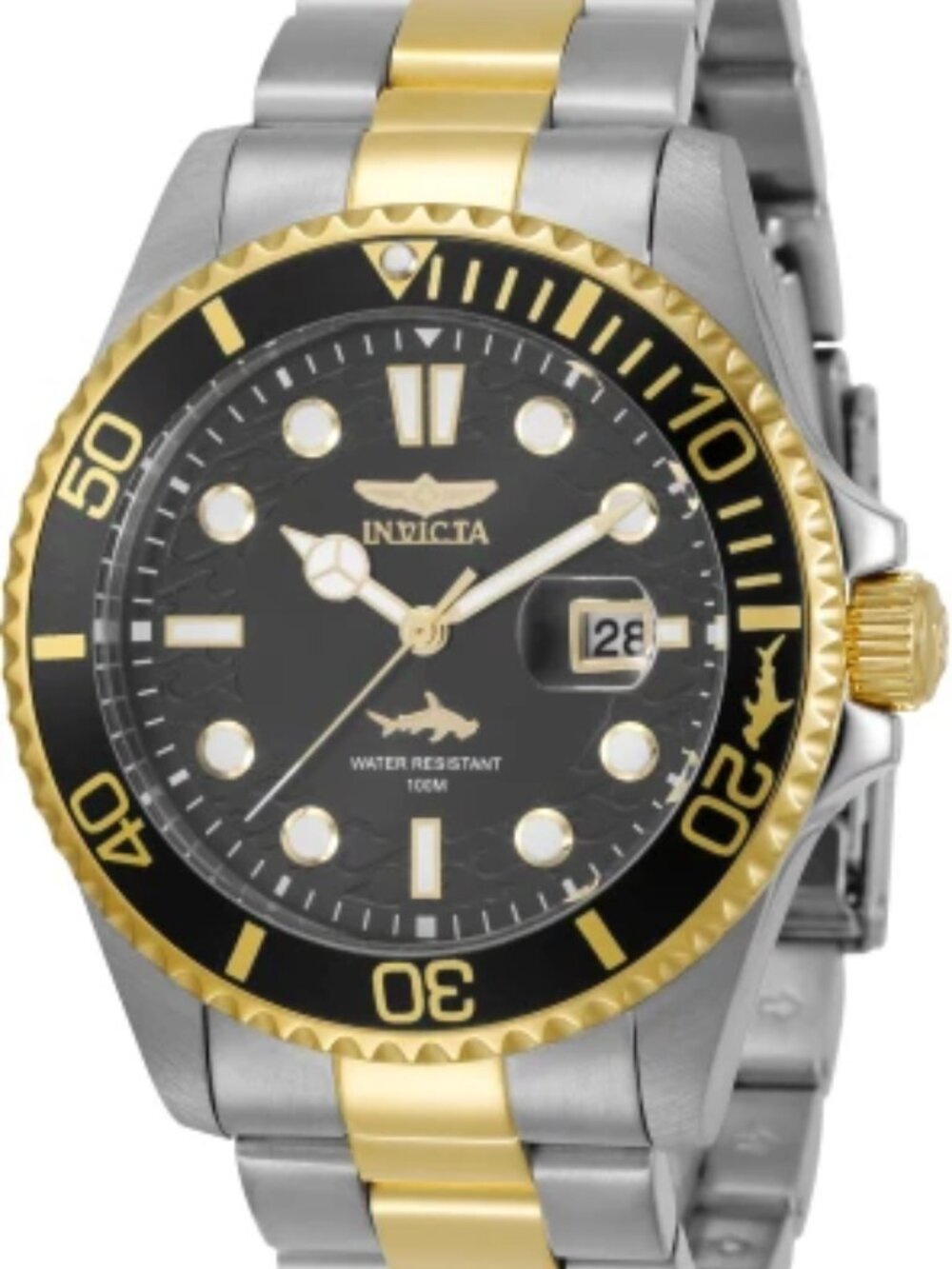 Invicta Pro Diver 30023 Men's 43mm Two-Tone Quartz Watch Black Dial